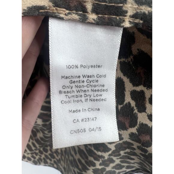 Talbots Leopard Print Button Front Popover Tunic Length Blouse 2X - Picture 4 of 4